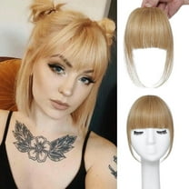 Jinswick Clip in Bangs for Women -Real Hair Bangs Wig 100% Human Hair Extensions French Bangs Flat Neat Bangs Fringe with Hairpieces Clip on Curved Bangs for Daily Wear