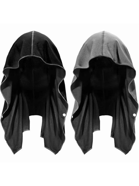 Cooling Hoodie Towel 2 Pack, Quick Drying Absorbent Cooling Towels for Neck and Face, Sport Workout Camping Cycling Cooling Towel, Breathable Cooling Neck Wraps