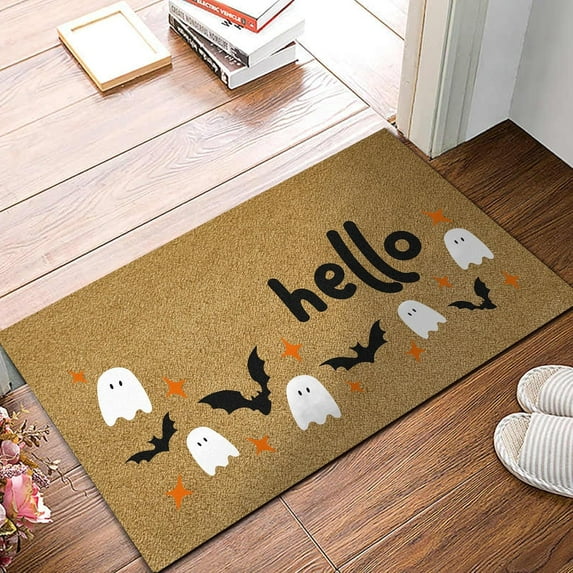 Jinswick Fall Welcome Doormat, Fall Pumpkin Front Door Outdoor Doormat Outdoor Entrance Porch Non-Slip Rubber Floor Mat Fall Halloween Thanksgiving Farmhouse Decoration 20" x 32"