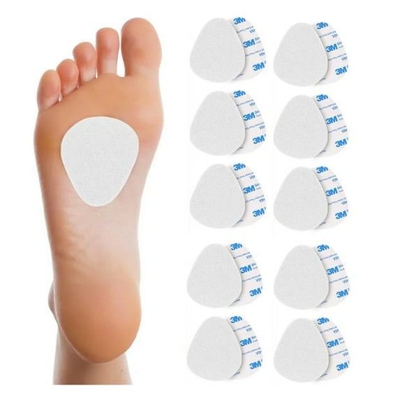 Jinswick Felt Forefoot Pad, 20-Pack Metatarsal Felt Foot Pads for Foot Pain Relief Forefoot and Sole Adhesive Foam, 1/4" Thick,White