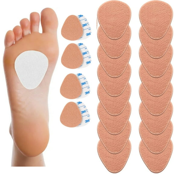 Jinswick Felt Forefoot Pad, 40-Pack Metatarsal Felt Foot Pads for Foot Pain Relief Forefoot and Sole Adhesive Foam, 1/4" Thick,Skin