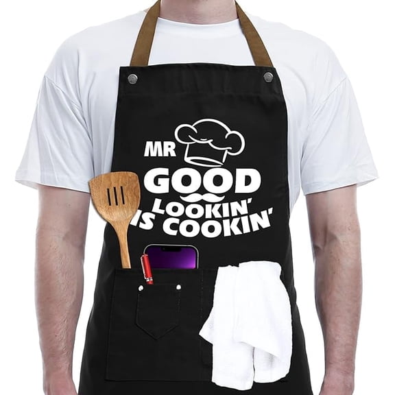 Jinswick Gifts for Dad from Daughter Son, Father's Day Gifts - Birthday, Thanksgiving Gift for Dad, Manly Gift for Friends - Funny Birthday Presents for Him, Brother, Funny Cooking Apron with Pockets