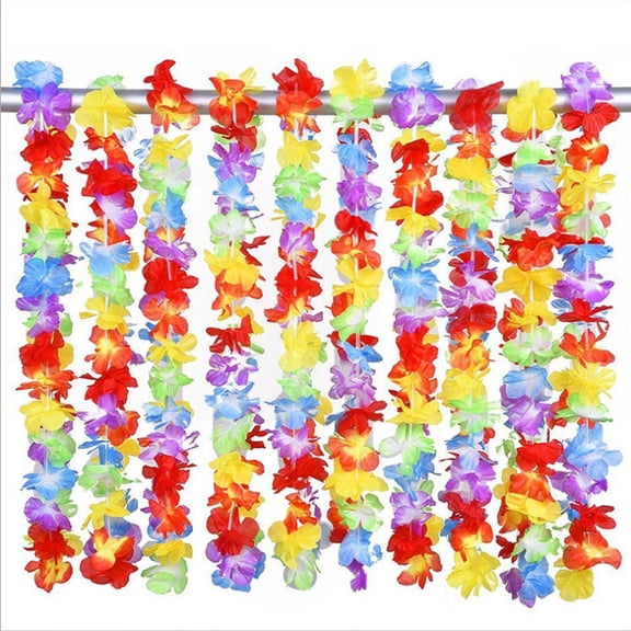 Jinswick Hawaiian Lei Set, Tropical Flower Necklace and Headband, Suitable for Beach Hawaiian Luau Party Gifts, Decorations, and Birthday Party Supplies, 20-Pack