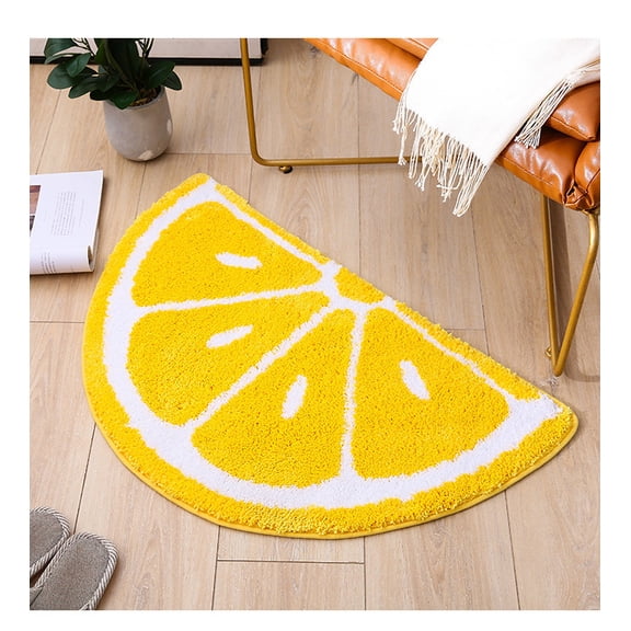 Jinswick Home Entrance Rug Half Round Yellow White Door Mat Dirt Trapping Rugs Non Slip Absorbent Bath Rugs Bathtub Mat , 20" x 32"