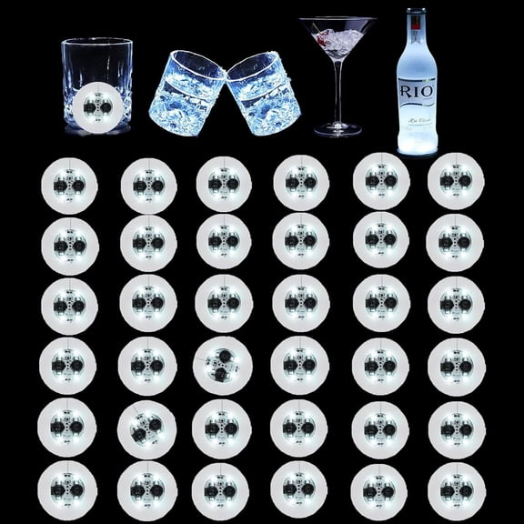 Jinswick LED Coaster White,20Pcs Light Up Coasters,Wine Bottle Lights Coaster Discs for Drinks,Flash Cup Coaster Flashing Shots Light (White)