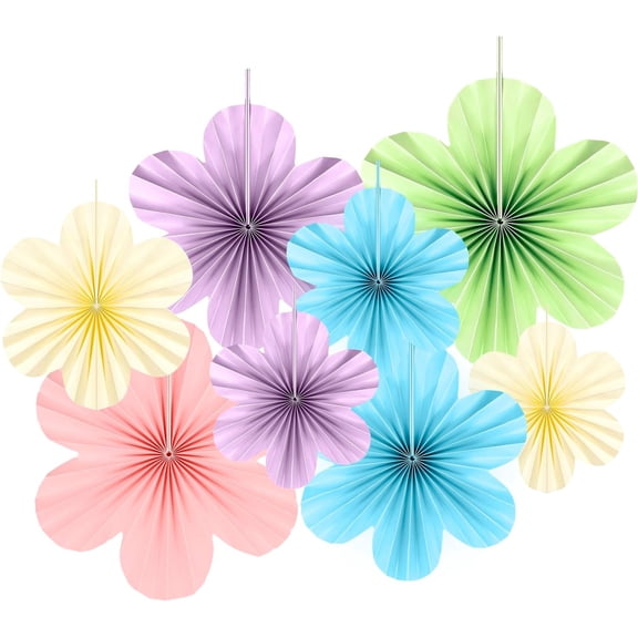 Jinswick Paper Flowers Party Decorations 9 Pcs,Blue Flower Ornaments Wall Backdrop for Hanging Classroom Decor Spring Party Decorations Wedding Fiesta Birthday Party