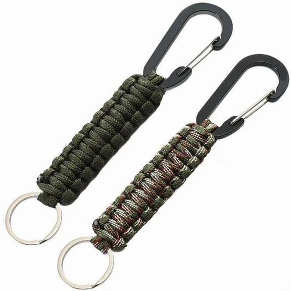 Jinswick Paracord Keychain Carabiner for Men/Women, Heavy Duty Military Braided Key Chain Aluminum Key Clip for Keys,Camping,Hiking