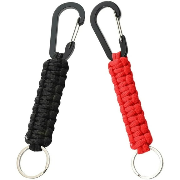 Jinswick Paracord Keychain Carabiner for Men/Women, Heavy Duty Military Braided Key Chain Aluminum Key Clip for Keys，Camping，Hiking