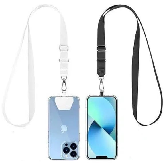 Jinswick Phone Lanyard, Universal Adjustable Neck Strap for Phone Case Keys ID Badges Cell Phone Lanyard Compatible with Most Smartphones, 2 Pack, Black White