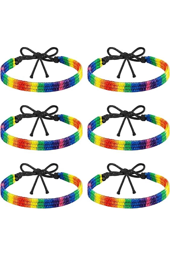 Pride Rainbow Bracelets For Bisexual Gay Lesbian Couples Handmade Braided Adjustable Bracelets Pride Month Friendship Bracelet Gifts for Men Women 6Pack