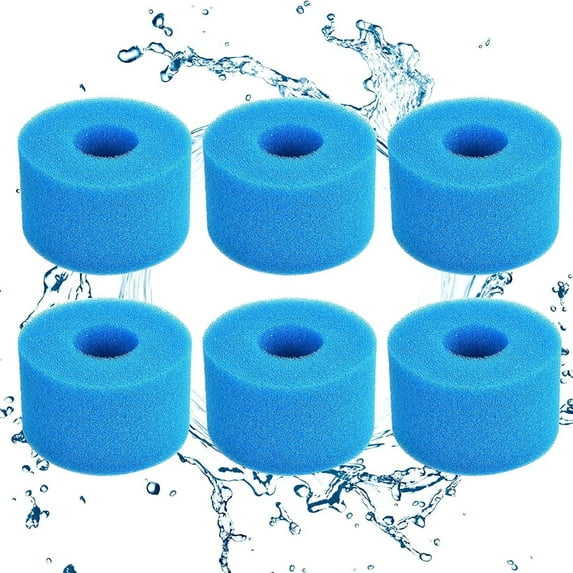 Jinswick 6-Pack S1 Spa Filter Set for Pools and Hot Tubs, Reusable Cartridges S1 Spa Filter, Washable Sponge Cartridge Foam Filter for Swimming Pools