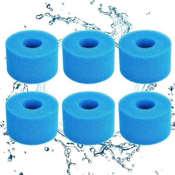 Jinswick 6-Pack S1 Spa Filter Set for Pools and Hot Tubs, Reusable Cartridges S1 Spa Filter, Washable Sponge Cartridge Foam Filter for Swimming Pools