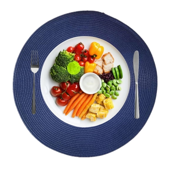 Jinswick Round Woven Placemat Set of 4, 15-Inch Bohemian Style Farmhouse Country Woven Placemat, for Table Decoration, Rattan Willow Table Mat Plate Woven Heat-Resistant Placemat