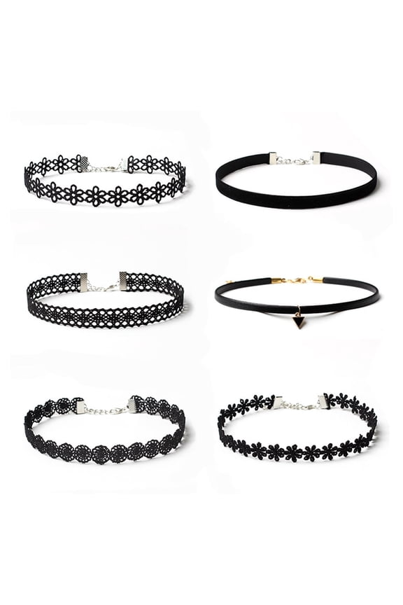 Velvet Choker Necklaces for Women Necklaces Black Velvet Choker Set Classic Gothic Tattoo Lace Chokers 6Pack