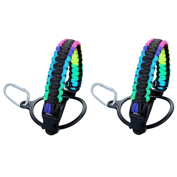 Jinswick Water Bottle Handle Strap for Outdoor Camping Water Bottle Water Bottle Handle Strap Paracord Handle with Safety Paracord Handle Carabiner Water Bottle Holder Lanyard,Water Accessories 2Pack