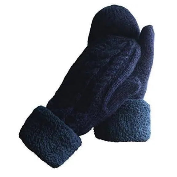 Jinswick Winter Warm Mittens for Women, Cozy Thick Knitted Gloves & Mittens Warm Soft Lining Cold Weather Accessories Gifts,Dark Blue