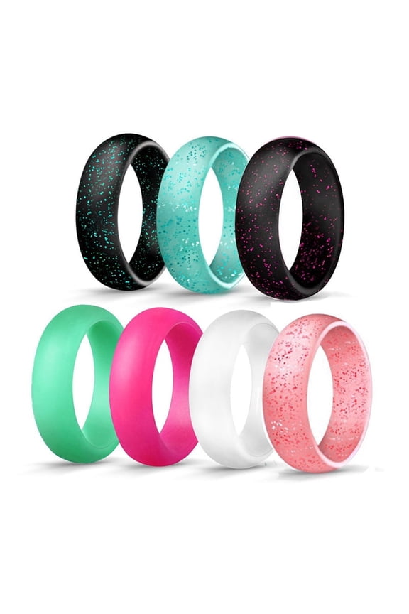 Women's Silicone Engagement Rings, 5.7mm Wide 2mm Thick Rubber Bands Flexible For Workout Size 4 5 6 7 8 9 10