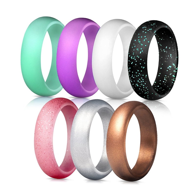 Jinswick Women's Silicone Engagement Rings, 5.7mm Wide 2mm Thick Rubber ...