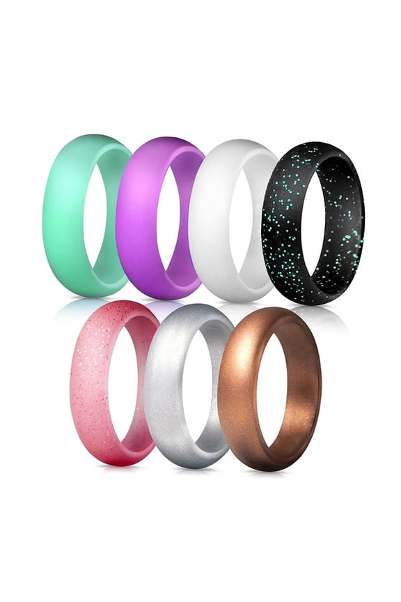 Women's Silicone Engagement Rings, 5.7mm Wide 2mm Thick Rubber Bands Flexible For Workout Size 4 5 6 7 8 9 10