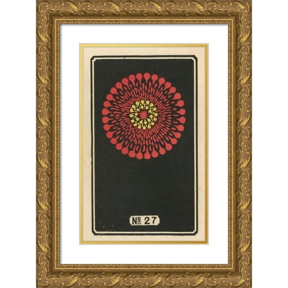 Jinta Hirayama 13x18 Gold Ornate Wood Frame and Double Matted Museum Art Print Titled - Night Fireworks No. 27 (1883)