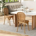 thumbnail image 1 of Jints Wood Dining Chair with Cane Rattan Wood Webbing, Natural, Set of 2, 1 of 8