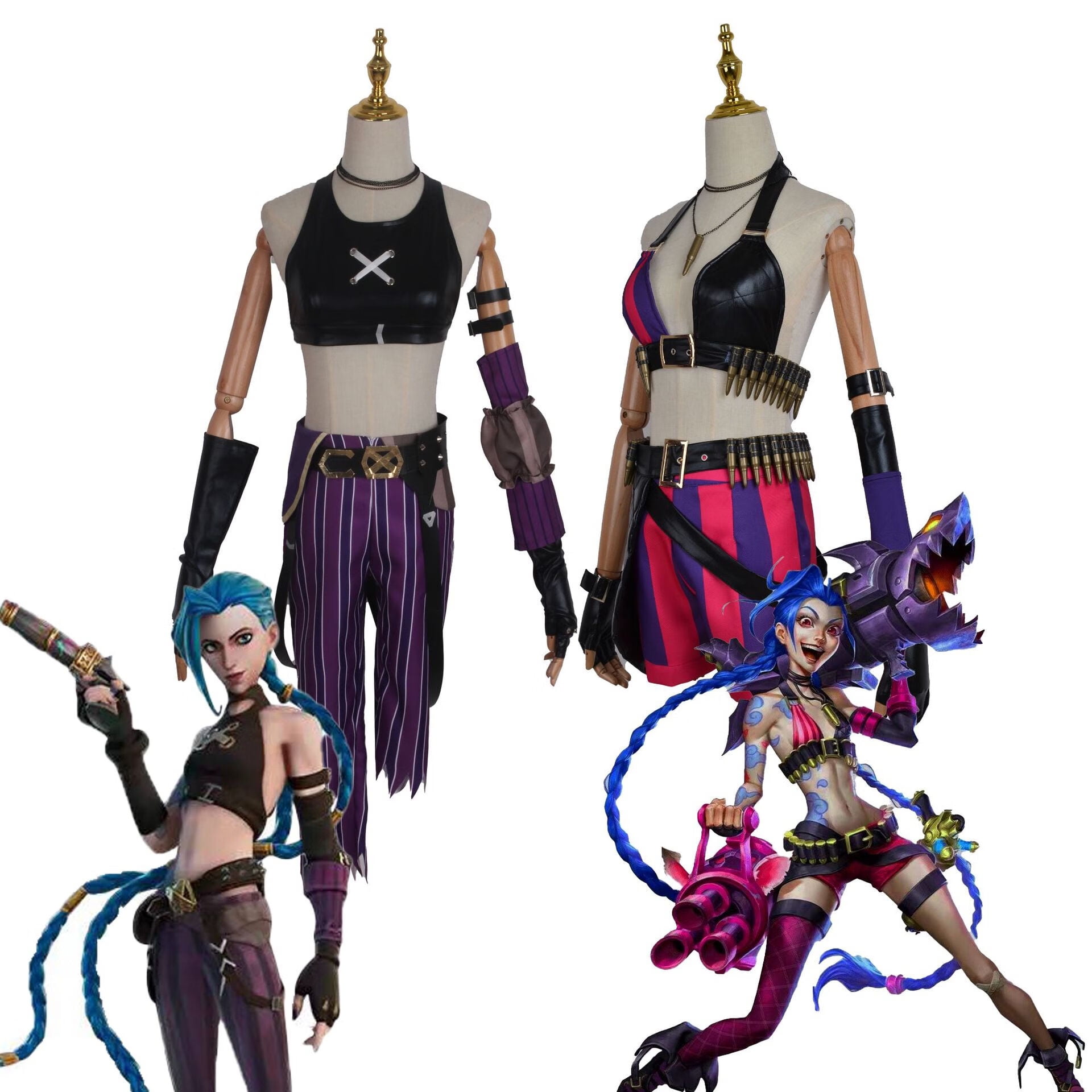 Jinx:Arcane Costume,LOL Coplay Clothing and Accessories 