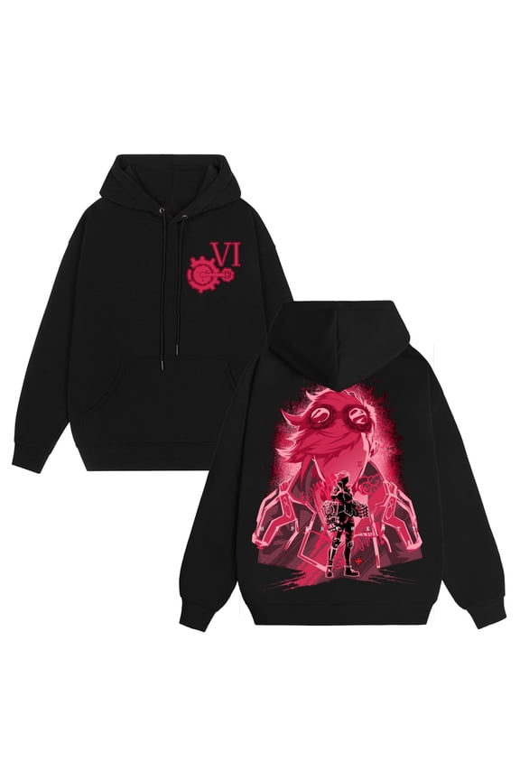 Jinx Arcane Hoodie, League of Legends Gaming,Neon Anime Pullover, Streetwear Cyberpunk Gift for Her Him, Black