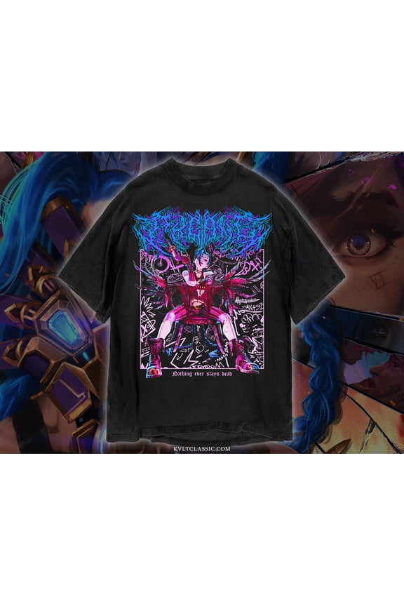 Jinx Arcane League Of Legends T-Shirt, Unisex Riot Games Metal Video Game TV Merch