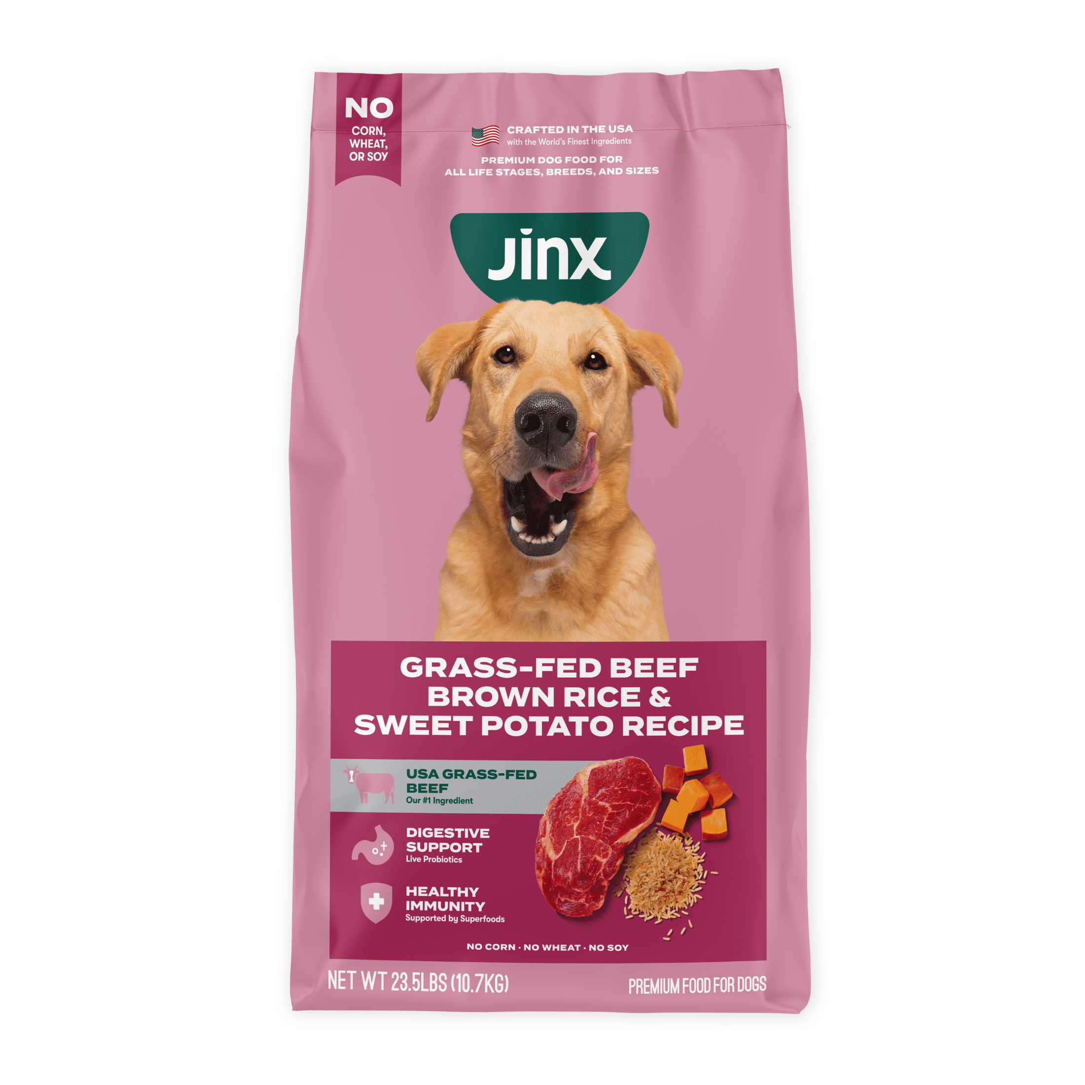 Jinx Beef Brown Rice Sweet Potato Dry Dog Food, 23.5 lb Bag