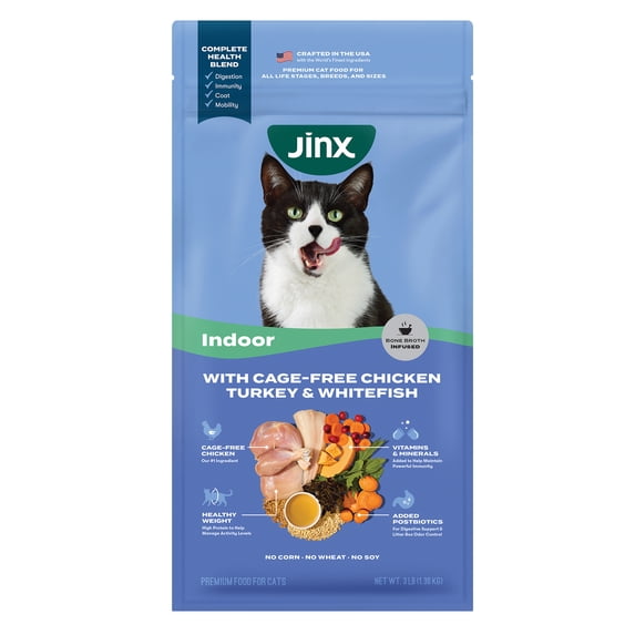 Jinx Cage-Free Chicken, Turkey, Whitefish Dry Cat Food, 3 lb Bag