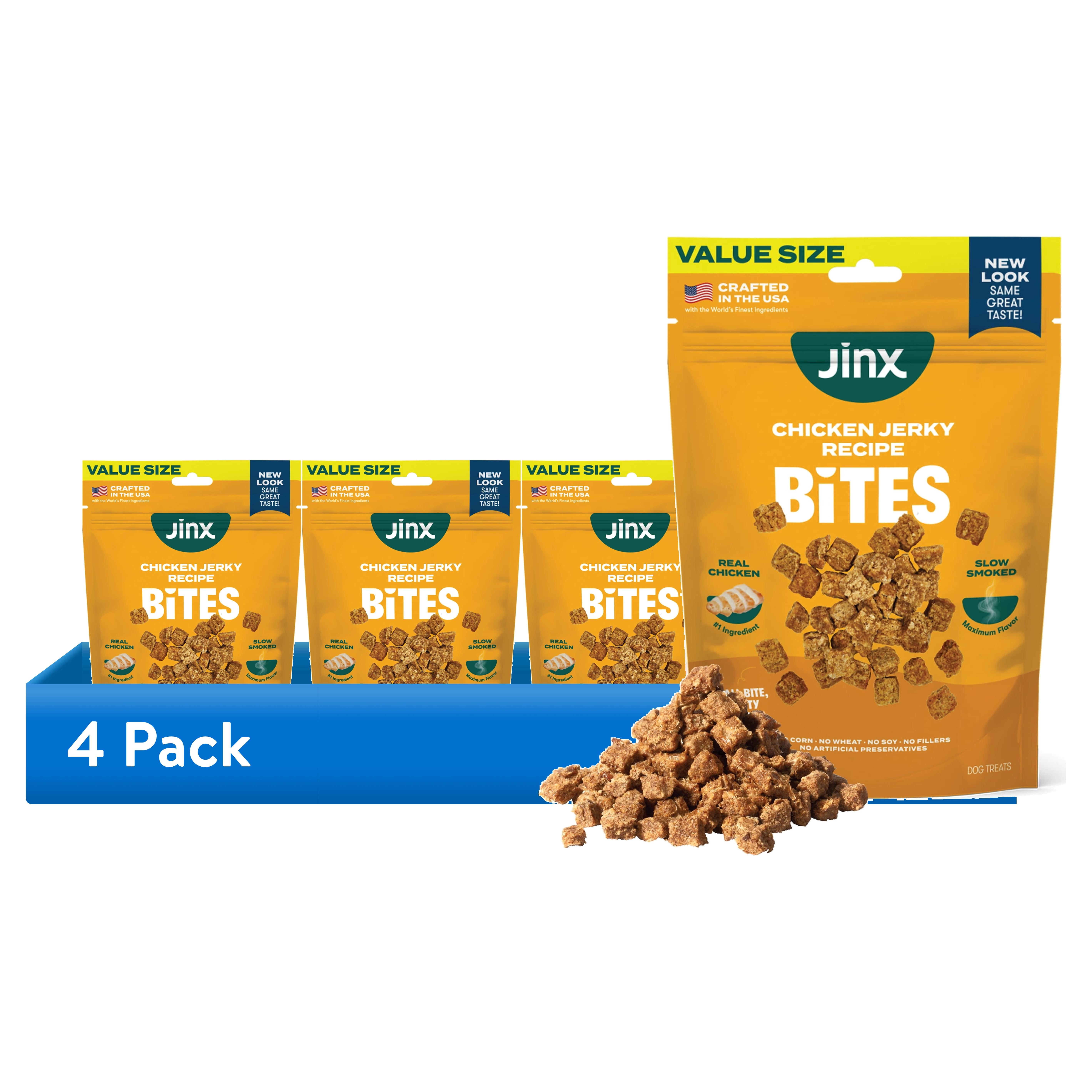 (4 pack) Jinx Chicken Bites, Natural Soft Jerky Dog Treats, 15 oz Bag