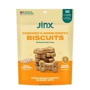 Jinx Chicken Bone Broth Biscuits, Crunchy Dry Dog Treats, 16 oz Bag