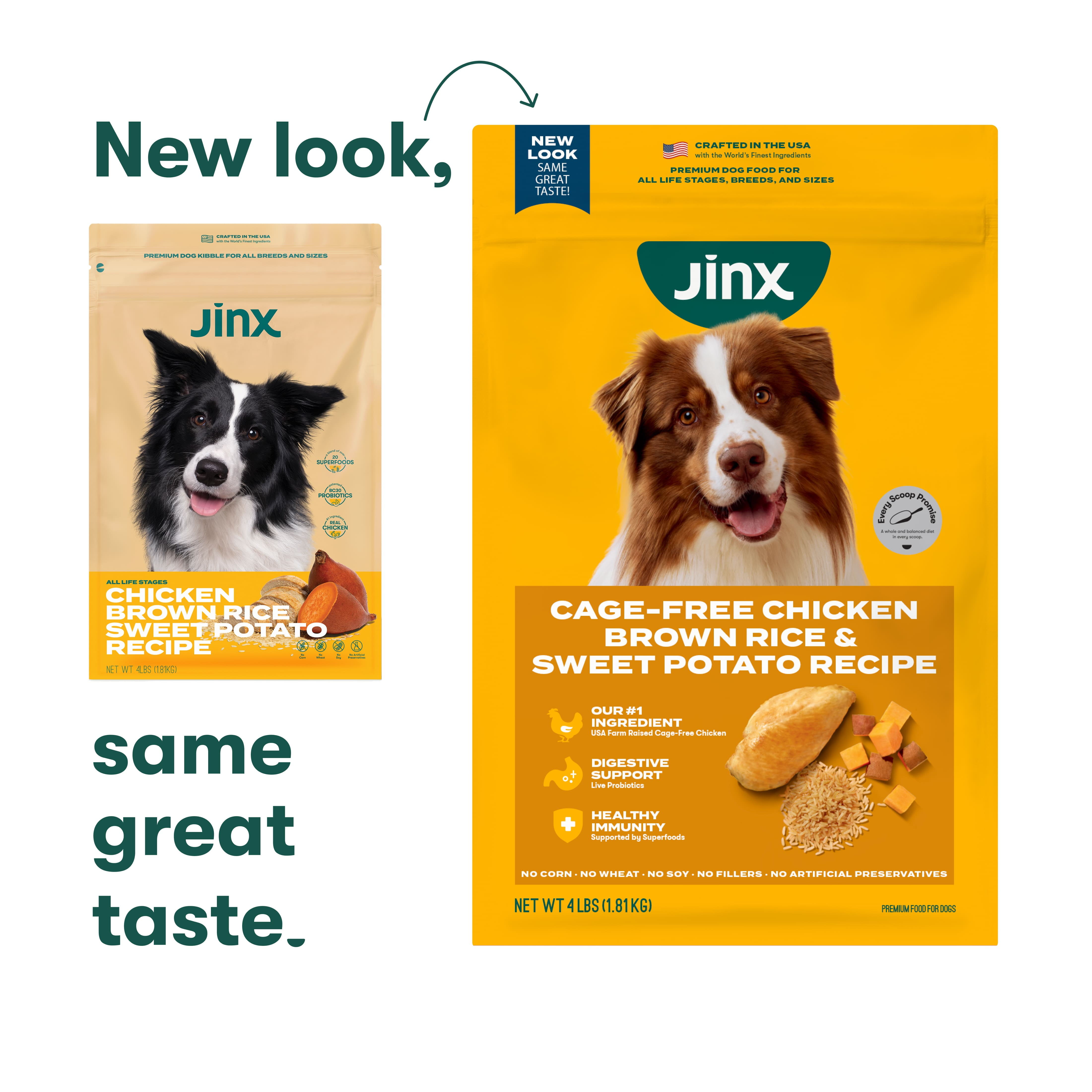 Jinx CageFree Chicken, Brown Rice & Sweet Potato Dry Dog Food, 4 lb