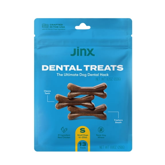 Jinx Chicken Flavor Dental Treats for Small Dogs, 8.8 oz Bag, 13 Treats