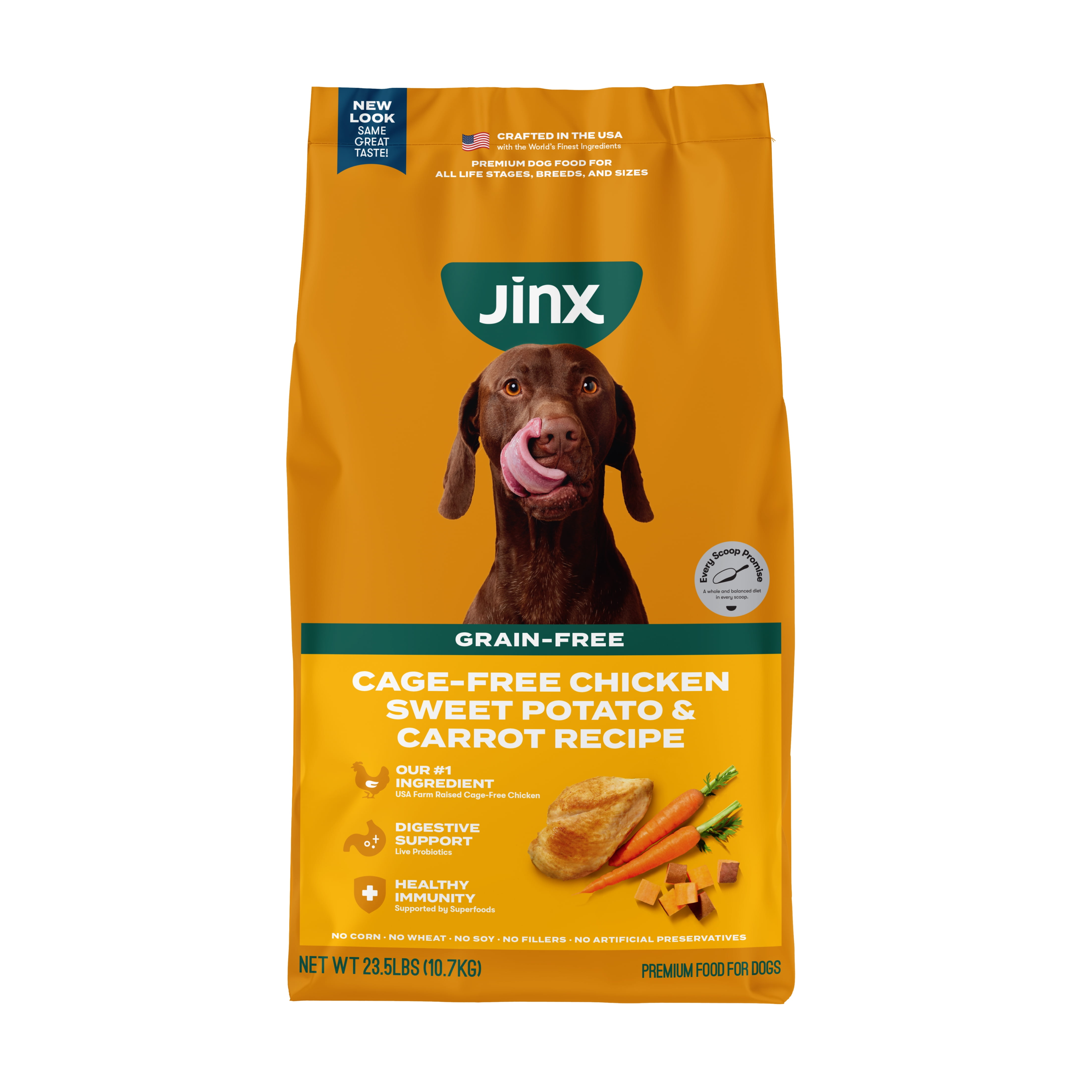 Jinx Cage Free Chicken Sweet Potato Carrot Dry Dog Food Grain Free 4 lb. Bag