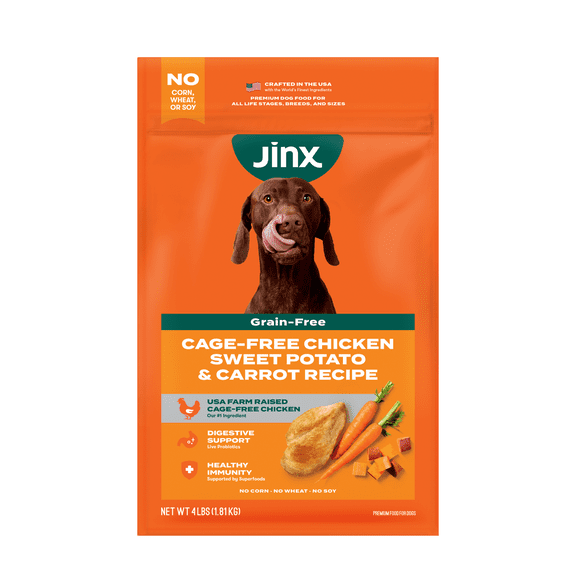 Jinx Chicken Sweet Potato Carrot Grain Free Dry Dog Food, 4 lb Bag