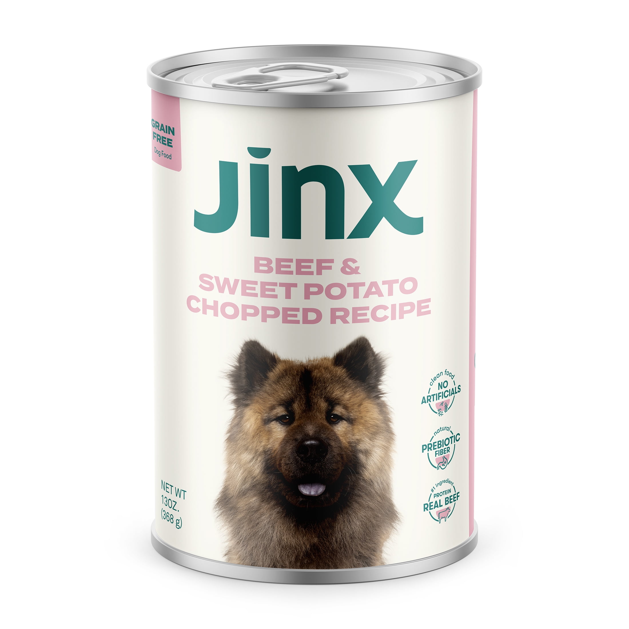 (4 pack) Jinx Chopped Beef Recipe Natural Wet Dog Food, GrainFree, 13