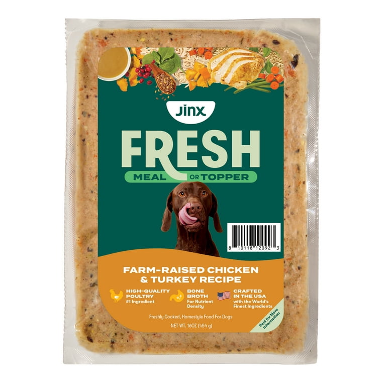 Jinx Fresh Farm-Raised Chicken & Turkey Dog Food Meal or Topper, 1