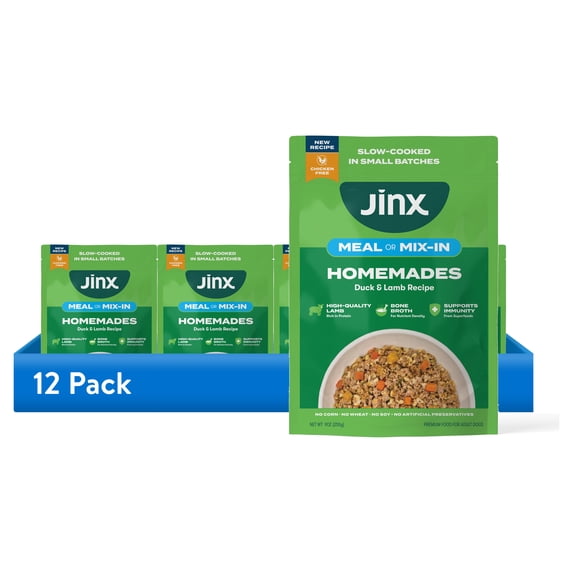 (12 pack) Jinx Homemades Duck & Lamb Recipe Wet Natural Dog Food 9 oz Pouch