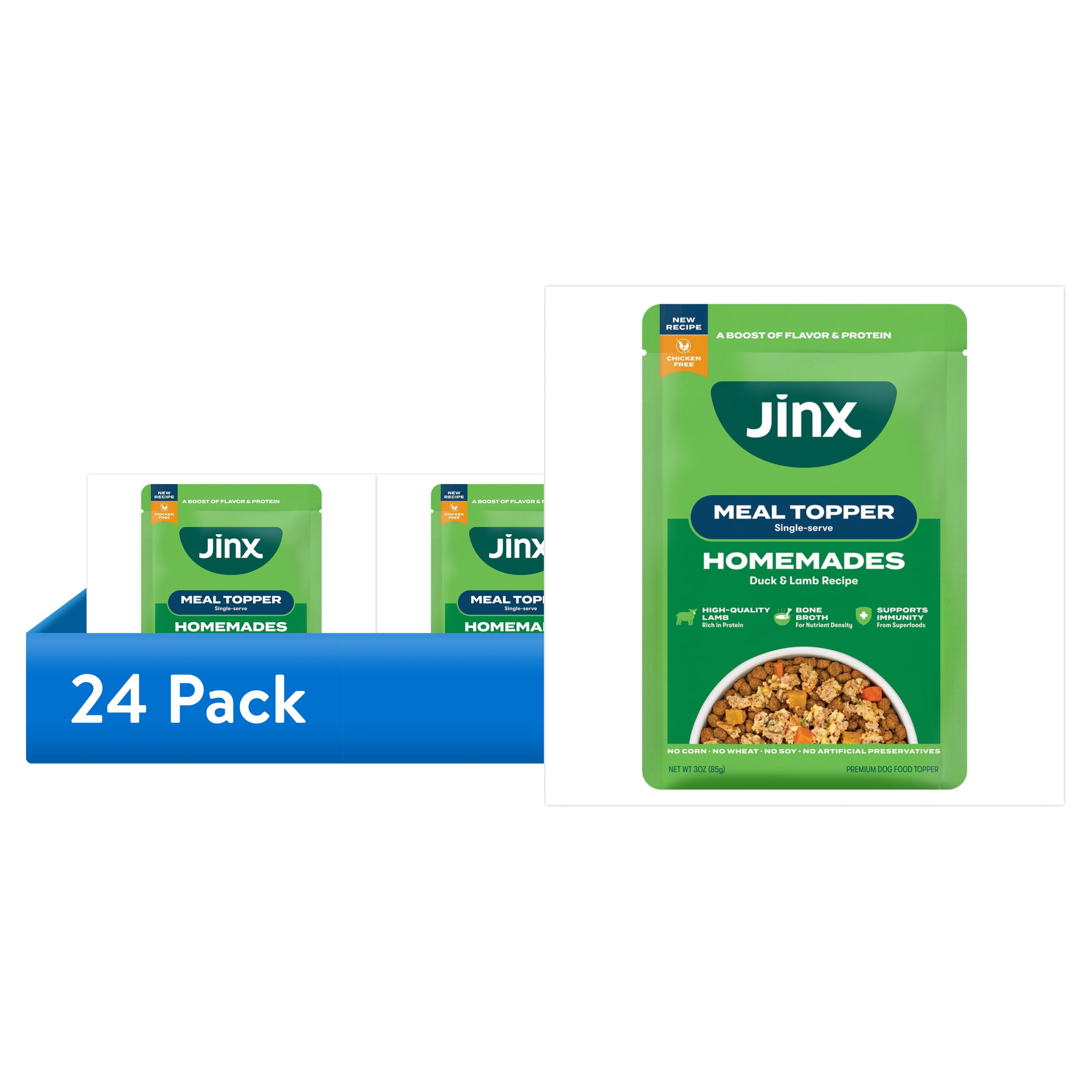(24 pack) Jinx Homemades Single-Serve Meal Topper Duck & Lamb Recipe, 3 oz Pouch