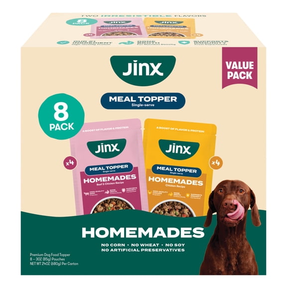 Jinx Homemades Single Serve Value Pack Wet Natural Dog Food, Grain-Free, 83 oz. Pouch