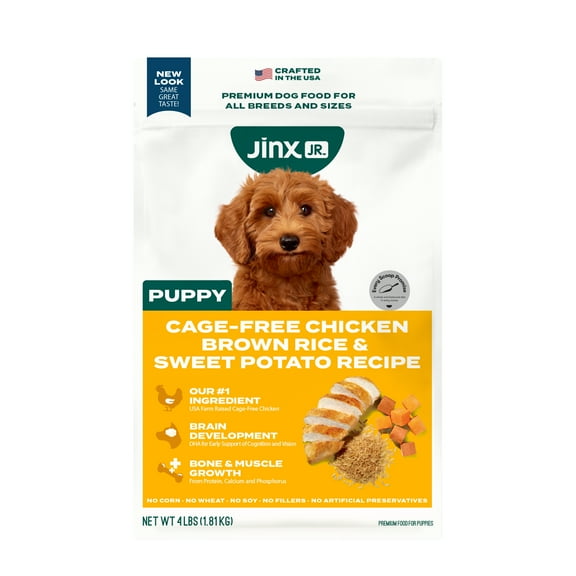 Jinx Puppy Cage-Free Chicken, Brown Rice, & Sweet Potato Dry Dog Food, 4lb. Bag