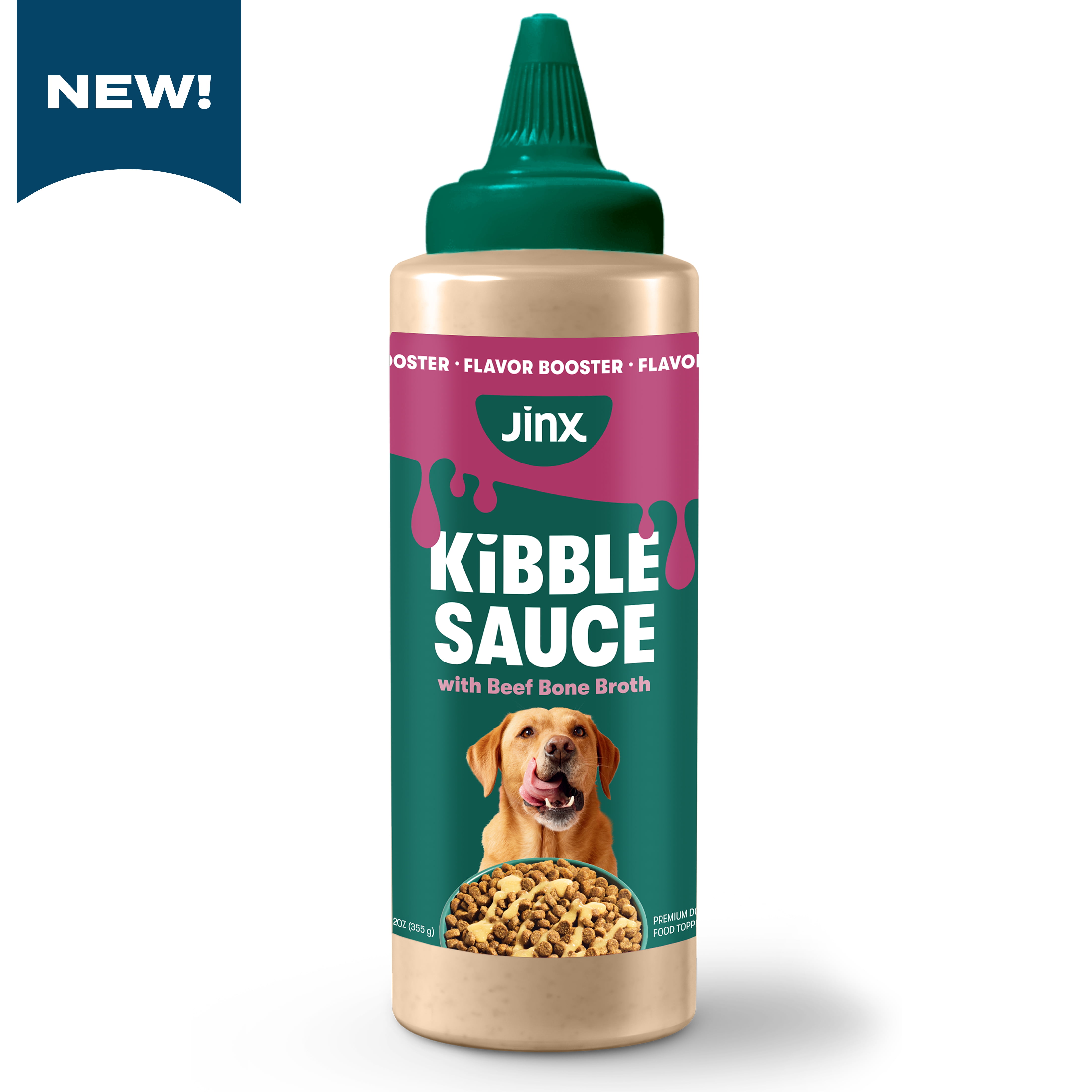 Jinx Kibble Sauce Beef Bone Broth Dog Meal Topper, 12 fl oz Bottle