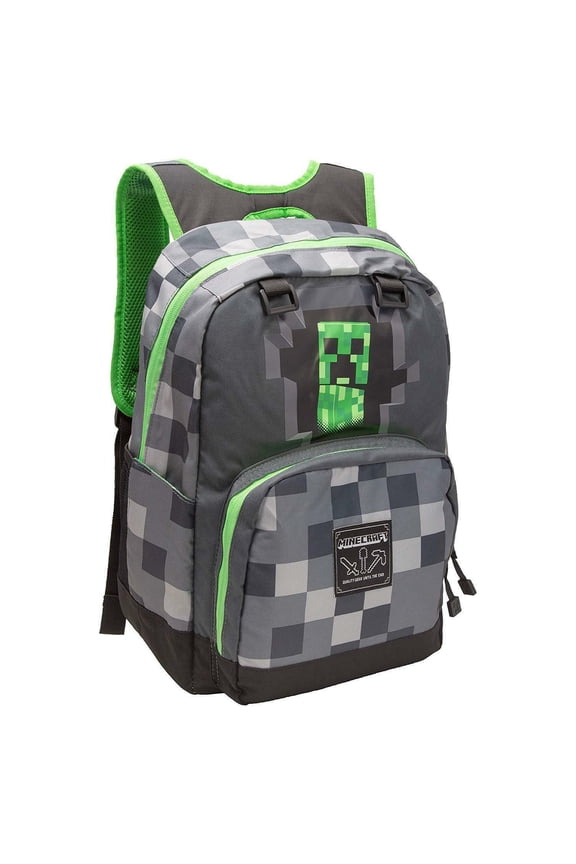 Jinx Minecraft 17 inch Gray Creeper Backpack With Laptop Sleeve Back Pack