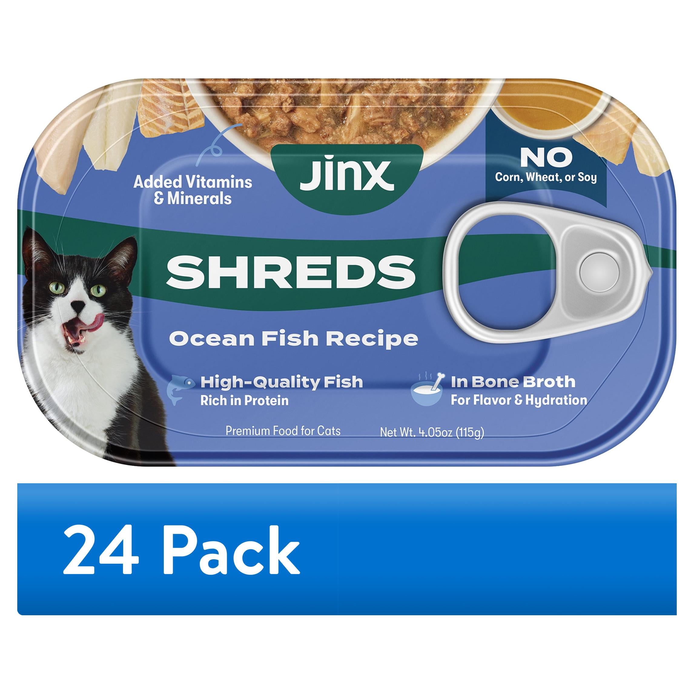 (24 pack) Jinx Ocean Fish Shreds Wet Cat Food, 4.05 oz Can