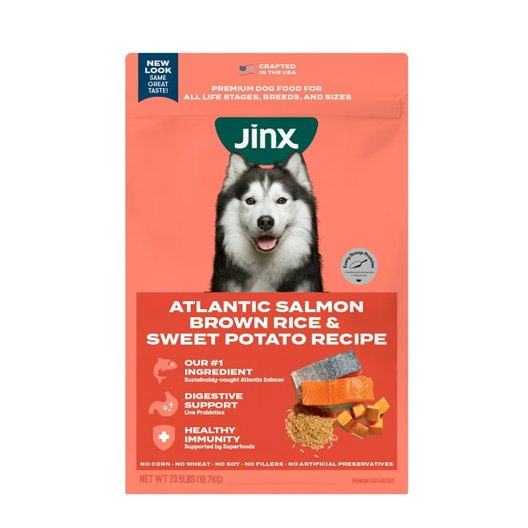 Jinx Salmon Brown Rice Dry Dog Food, Probiotics for Digestion