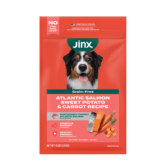 Jinx Salmon, Sweet Potato, & Carrot Grain Free Dry Dog Food, 4 lb Bag