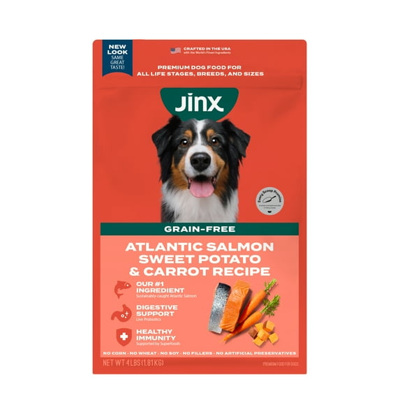 Jinx Salmon, Sweet Potato, & Carrot Grain Free Dry Dog Food, 4 lbs Bag