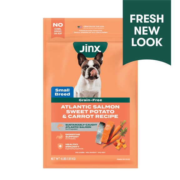 Jinx Small Breed Sweet Potato, & Carrot Dry Dog Food, Grain Free, 4 lb Bag