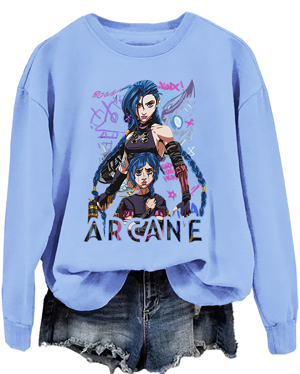 Sweatshirt Jinx LOL - Coupe Contemporaine Unisexe, 100% Coton, Col Rond, Pour Toutes Les Occasions